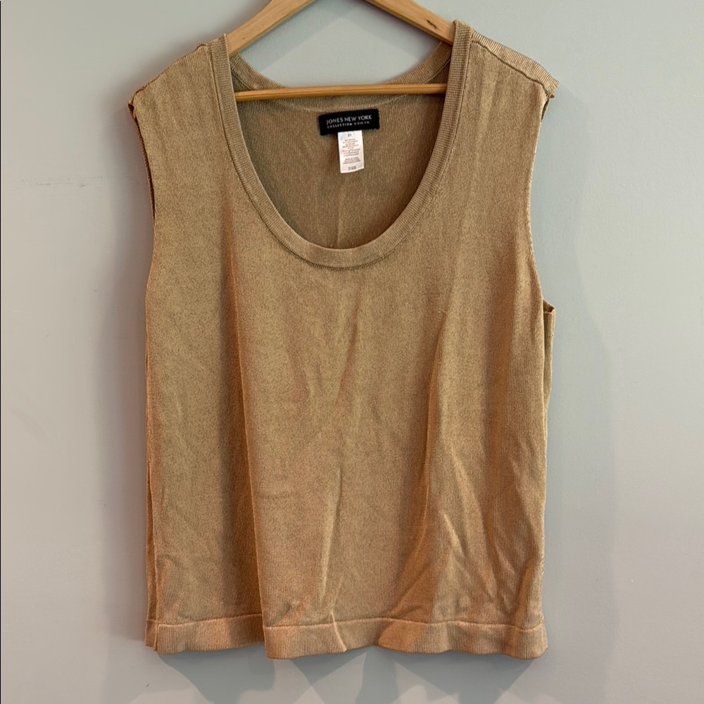 Jones New York Tan Boxy Muscle Tee - Picture 1 of 8